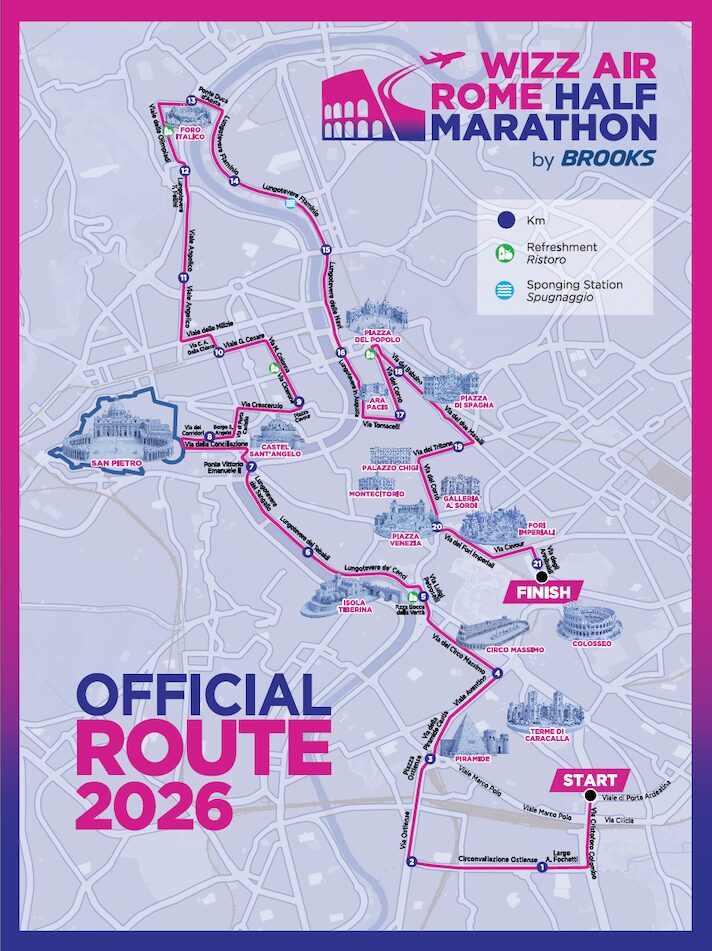 Il percorso della Rome Half Marathon 2026